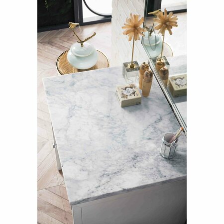 James Martin Vanities Athens 30in Countertop Unit, Glossy White w/ 3 CM Carrara Marble Top E645-DU30-GW-3CAR